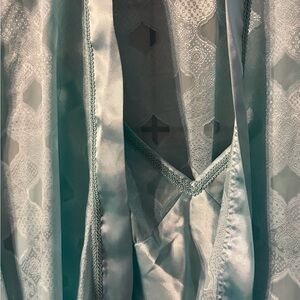 Elegant Light Blue Satin Robe and gown